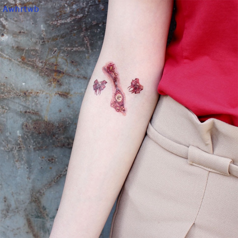 1 Tấm Hình Xăm Dán Vết Thương Máu Tạm Thời Chống Thấm Nước Phong Cách Halloween Mới