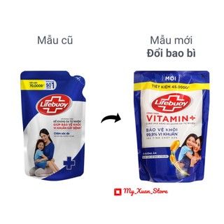 Sữa tắm lifebouy túi xanh vitamin+ mẫu mới 800g / 1kg