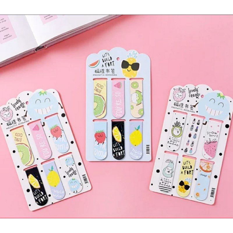 Set 6 chiếc Bookmark nam châm đánh dấu sách hoạt hình
