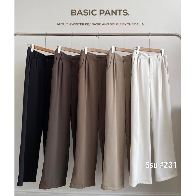 Quần tây vải suông trơn mượt cạp cao hai khuy quần suông ống rộng đỉa đôi chất vải tuyết mưa vitex dày đẹp mã 198