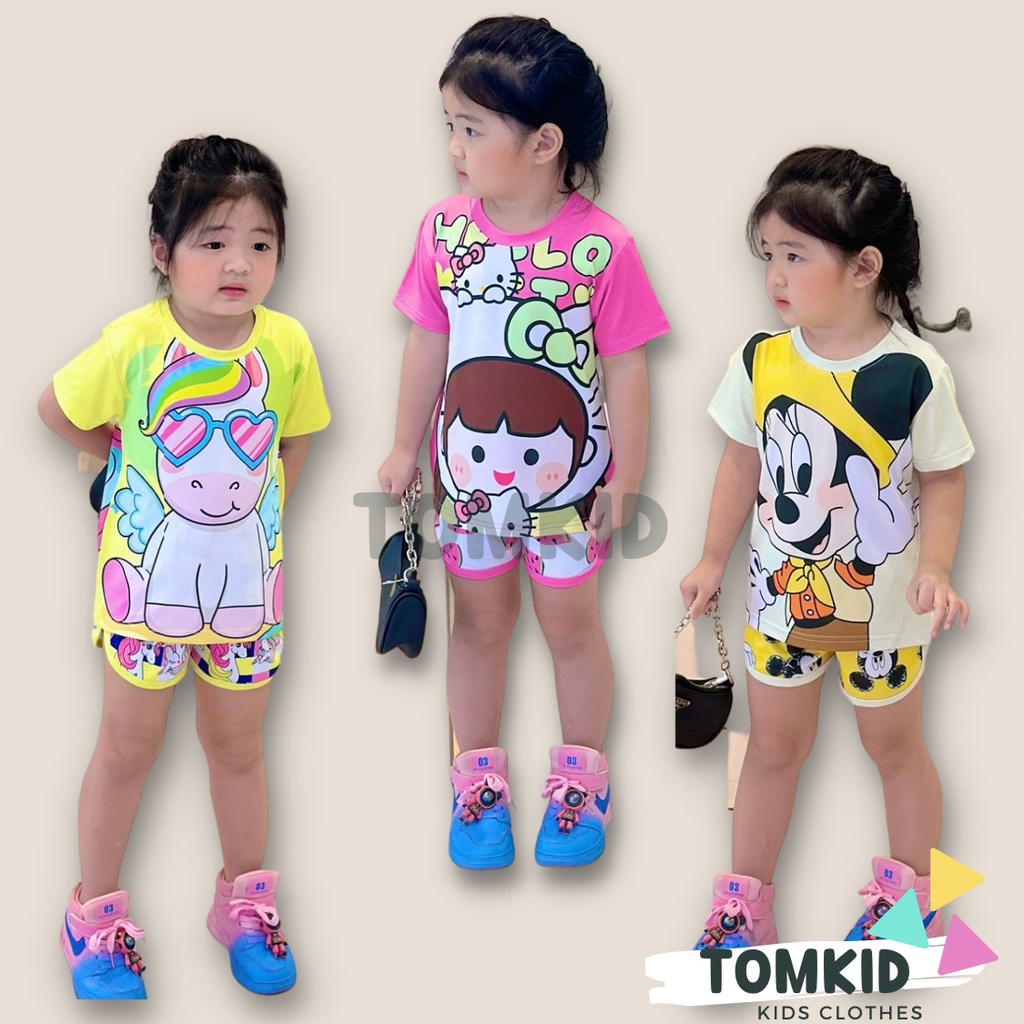 Đồ bộ cho bé gái, bộ ĐÙI bé gái thun lạnh DỄ THƯƠNG 9-42KG, TomKids