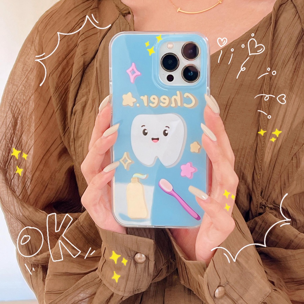 Ốp Điện Thoại TPU Mềm Trong Suốt Hai Mặt Chống Sốc Họa Tiết Hoạt Hình Dễ Thương Cho iPhone 14 13 12 11 Pro Max