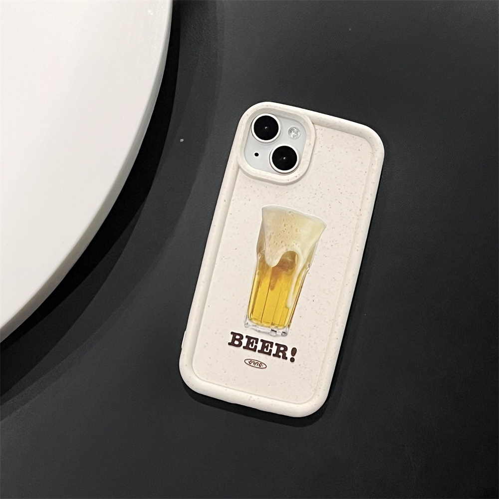 Ốp điện thoại silicone lúa mì phân hủy được màu kẹo hình ly bia chống sốc có giá đứng thích hợp cho iPhone 14 13 Pro Max 12 11