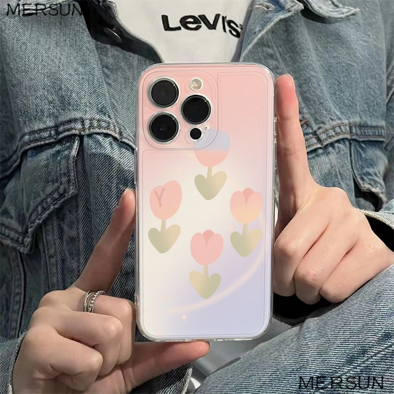 ✅Ốp Điện Thoại Mềm Chống Sốc Họa Tiết Hoa Tulip Đơn Giản Cho Iphone 78 14pro 13116ins Plus 12 Max Mty 8