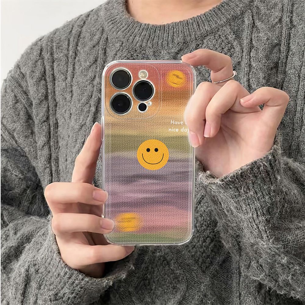 ✅Ốp Điện Thoại BBTO Mềm Chống Sốc 6In Màu Vàng Họa Tiết Mặt Cười Đơn Giản Cho Apple Iphone 7814pro11 1213 max