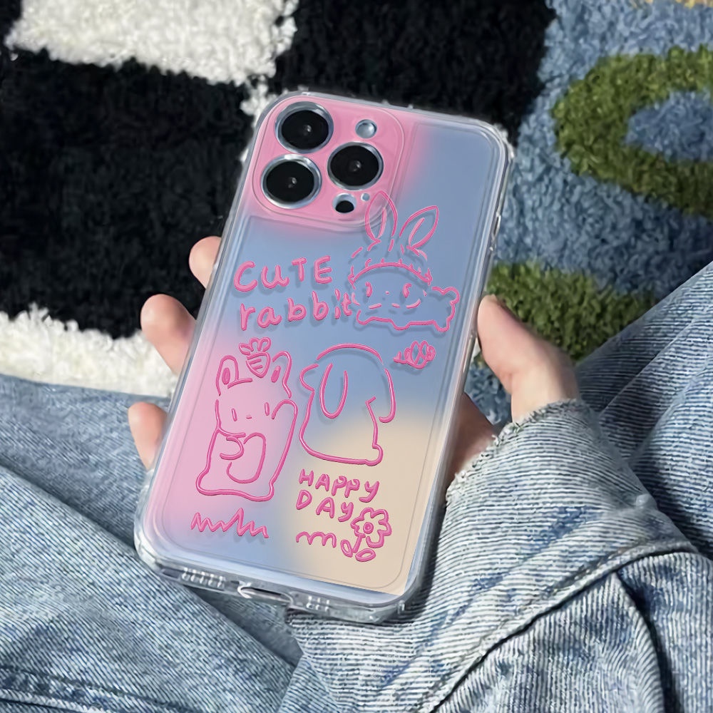 ✅Ốp Điện Thoại Mềm Chống Sốc Họa Tiết Thỏ Graffiti Đơn Giản Cho Iphone 13 78 14pro 11 126Inch