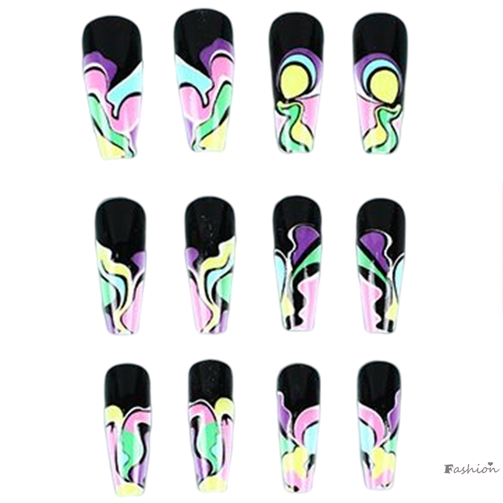 Móng Tay Giả Màu Đen Gradient Phong Cách Pháp Thân Thiện Với Môi Trường Cho Người Mới Bắt Đầu