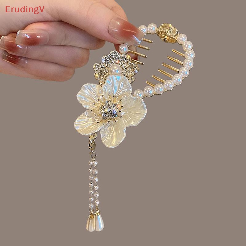 Kẹp Tóc Đính Đá Ngọc Trai / Kim Cương Giả Hình Hoa Trà / Chú Ếch Thời Trang Cho Nữ