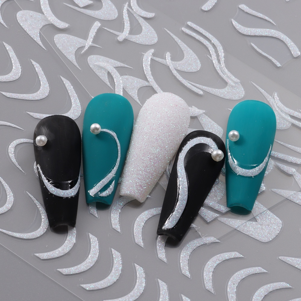 Miếng Dán Trang Trí Móng Tay Nghệ Thuật Họa Tiết Cẩm Thạch / Bướm / Ngôi Sao Màu Trắng Lấp Lánh