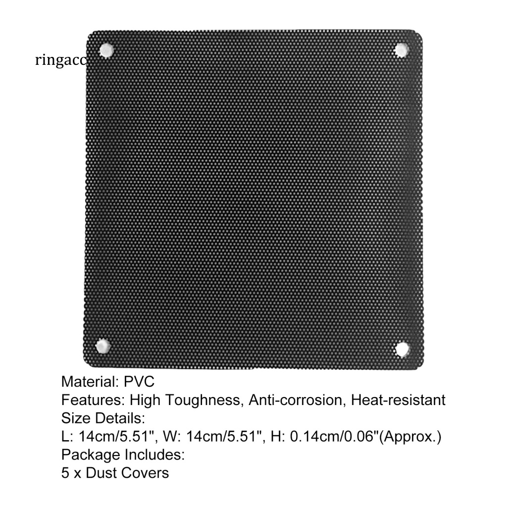 Rga Set 5 Tấm Lọc Quạt Làm Mát Chống Bụi Chống Ăn Mòn Thiết Kế Lỗ Tổ Ong Độ Bền Cao Có Thể Giặt Rửa Cho Nhà Ở