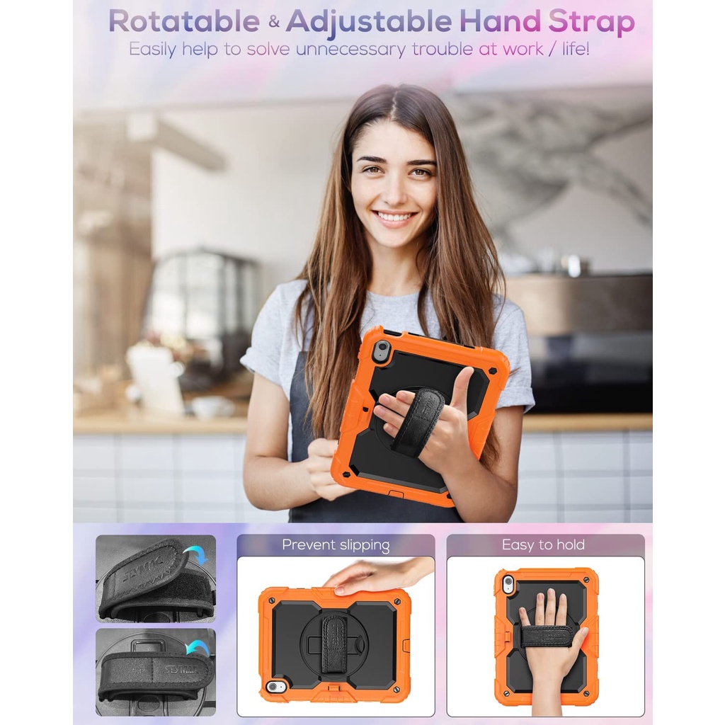 Ốp Máy Tính Bảng Chống Sốc Có Dây Đeo Cho iPad 10th Gen 2022 Air 5 / Air 4 / Air 3 / Air 2 Pro 9.7