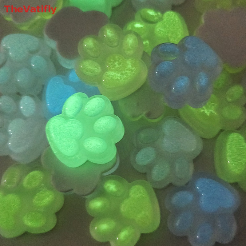 [Thevalifly] Set 2 Mặt Dây Chuyền Hình Móng Vuốt Mèo Bằng Nhựa Resin Dạ Quang Đáng Yêu Làm Trang Sức