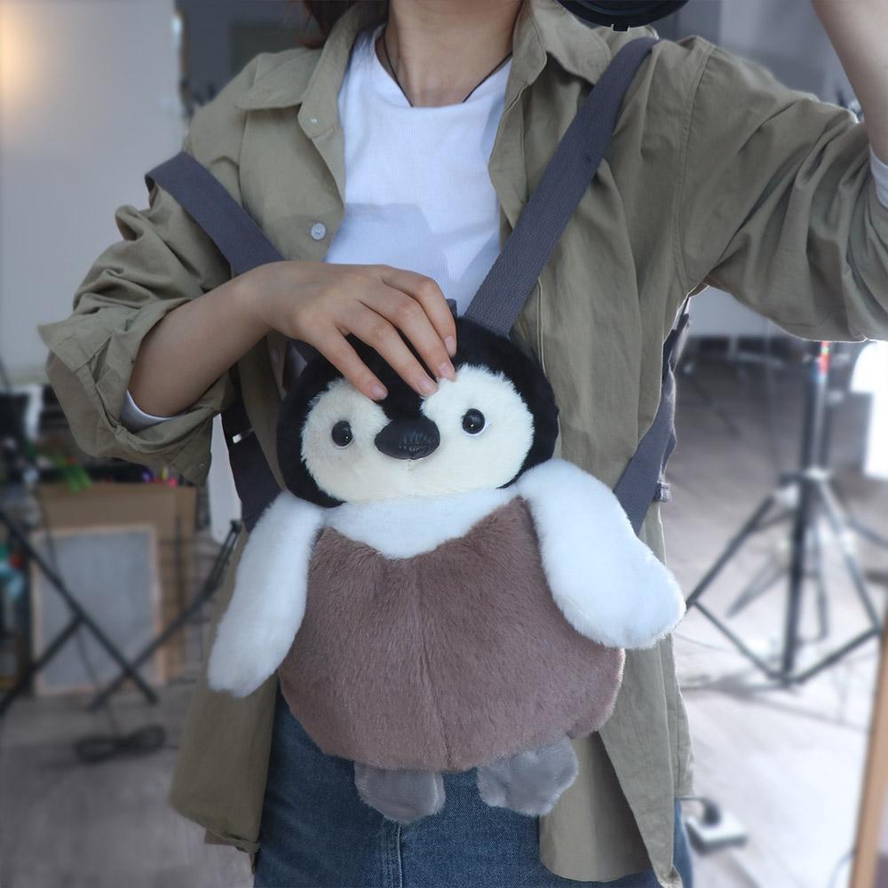 Rebuy1 Túi Đeo Vai Lông Mềm Hình Chim Cánh Cụt Hoạt Họa Nhồi Bông Làm Quà Tặng Cho Nữ
