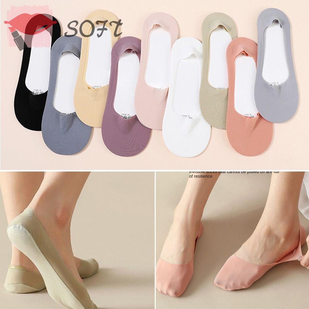 Bộ 5 Đôi Vớ Lụa Vô Hình Thoáng Khí Không Trượt Màu Trơn