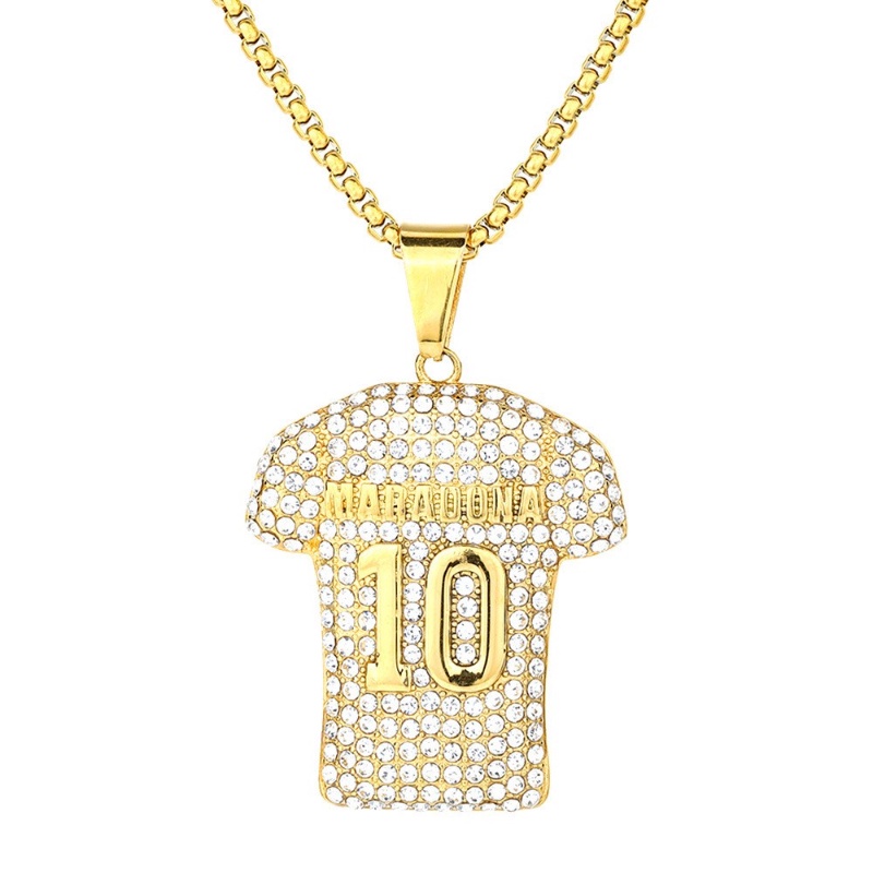 Z Vòng cổ Thép Titan Không Gỉ Mạ Vàng 18K Maradona 10 Phong Cách Hip Hop Thời Trang Cho Nam