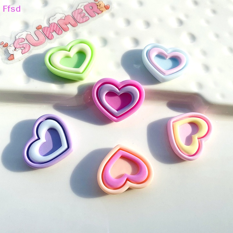 {Ffsd} Set 10 Phụ Kiện Tóc Hình Trái Tim Nhiều Màu Sắc Làm Đồ Thủ Công DIY Cho Nữ / Trẻ Em / Điện Thoại /