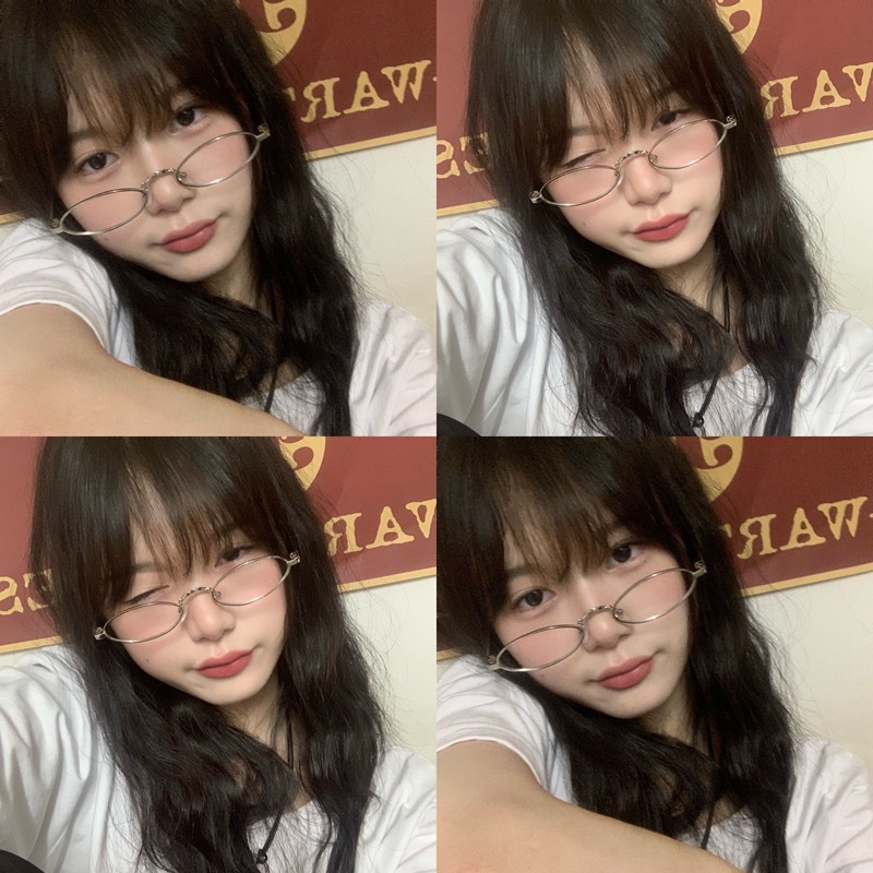 Mắt Kính Gọng Oval Kim Loại Phong Cách Retro Thời Trang Cho Nữ