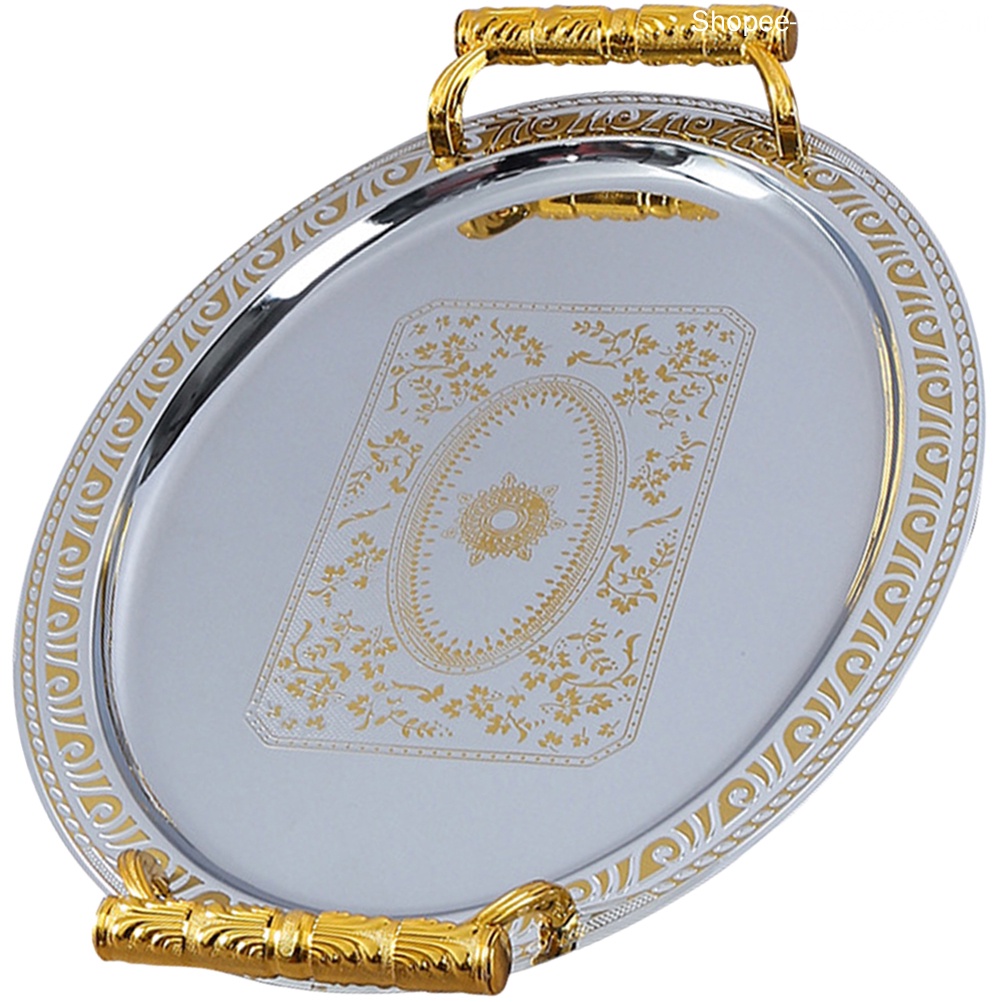 Khay Đựng Cà Phê Hình Oval Bằng Thép Không Gỉ Phong Cách Retro