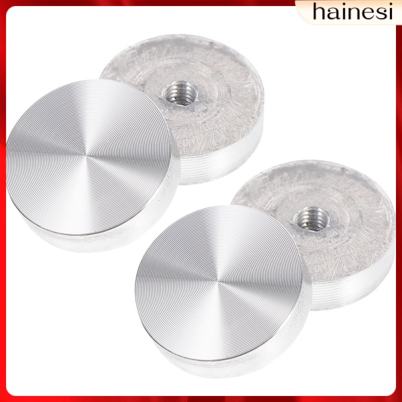 Set 4 Đĩa Tròn Bằng Nhôm Màu Bạc Gắn Kính Bánh Kem Để Bàn