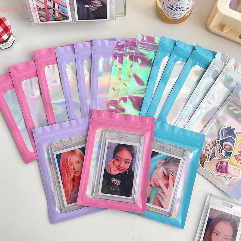 [cxGUYU] Set 10 Túi Zip Đựng Mỹ Phẩm Trang Sức Màu Sắc Laser Chống Thấm Nước Đựng Quà Tặng PRTA