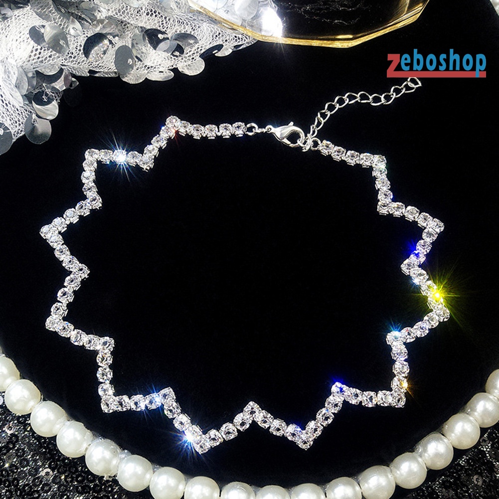 Vòng Cổ Choker Đính Đá Lấp Lánh Gợn Sóng Phong Cách Gothic Quyến Rũ Cho Nữ