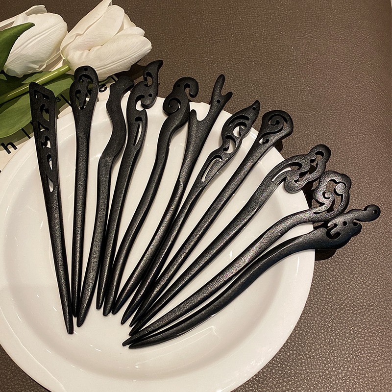 Trâm Cài Tóc Bằng Gỗ Mun Thiết Kế Đơn Giản Phong Cách Trung Hoa Cổ Điển Cho Nữ