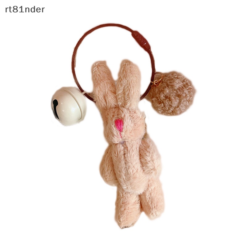 Rt Móc Khóa Hình Thỏ Bông Có Chuông Dễ Thương Phong Cách Hàn Quốc