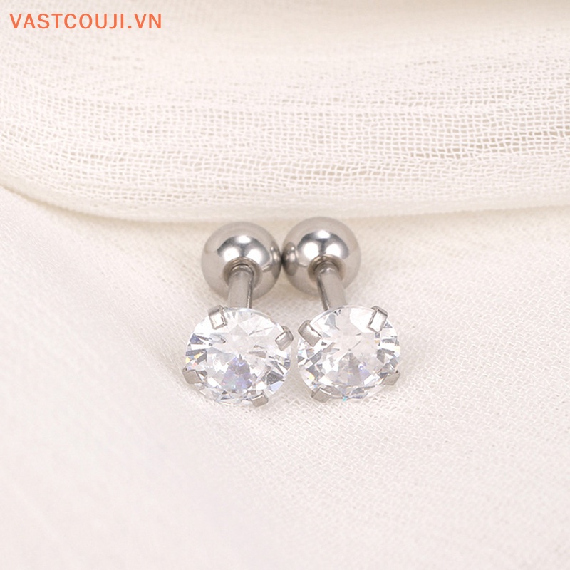 1 Đôi Khuyên Tai Pha Lê 4mm Nhiều Màu Thời Trang Nữ