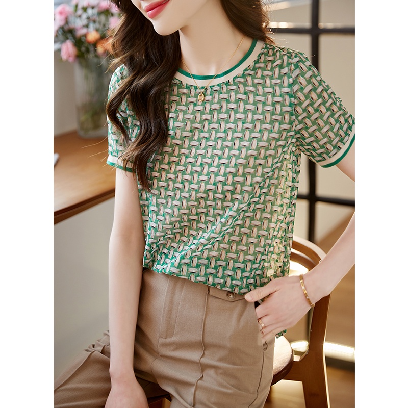 Áo Sơ Mi Chiffon Mỏng Nhẹ Phối Màu Tương Phản Thời Trang Mùa Hè Đơn Giản Dễ Phối Đồ