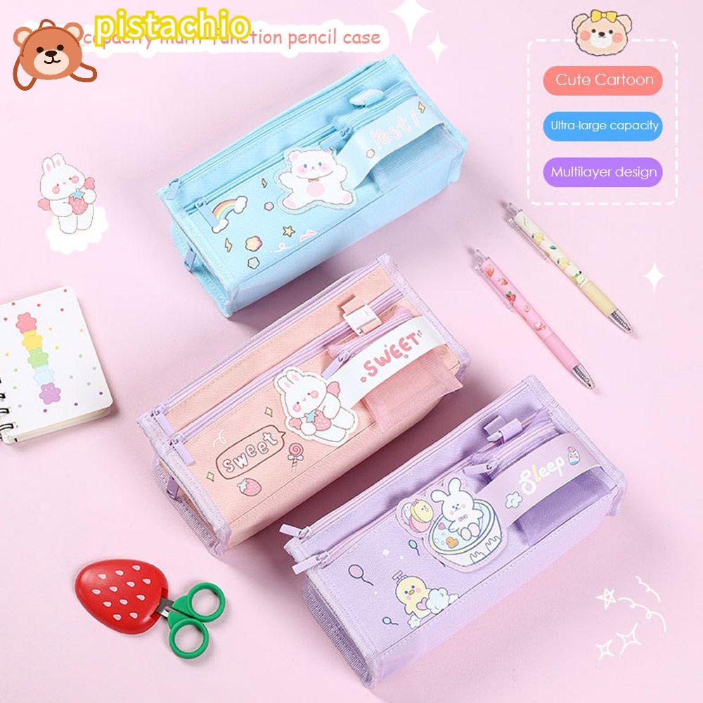 Túi Đựng Bút Bằng Vải Canvas Cỡ Lớn In Hình Hoạt Hình Dễ Thương