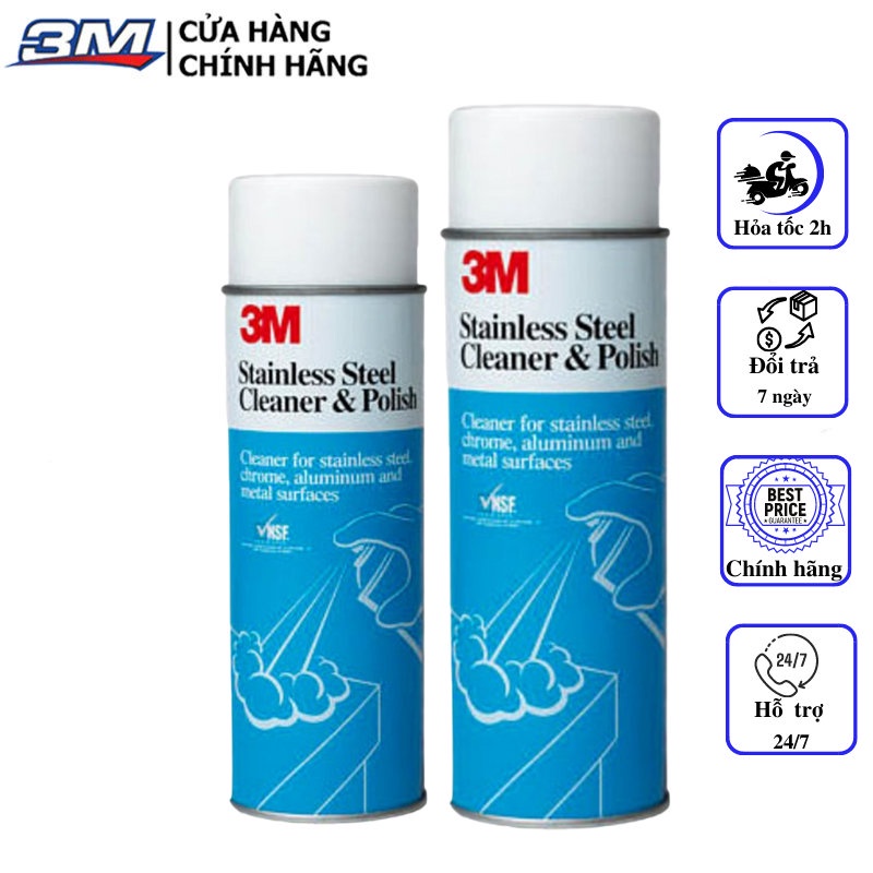 Dung Dịch Tẩy, Làm Sạch, Đánh Bóng Inox Và Làm Mới Bề Mặt Kim Loại 3M Stainless Steel Cleaner - 3M Long Vu