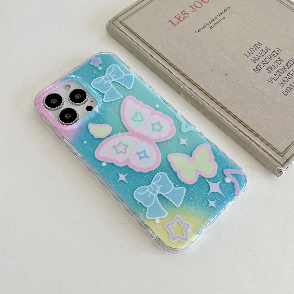 Ốp Điện Thoại TPU Mềm Trong Suốt Chống Sốc Họa Tiết Bướm Cho iPhone 14 13 12 11 Pro Max
