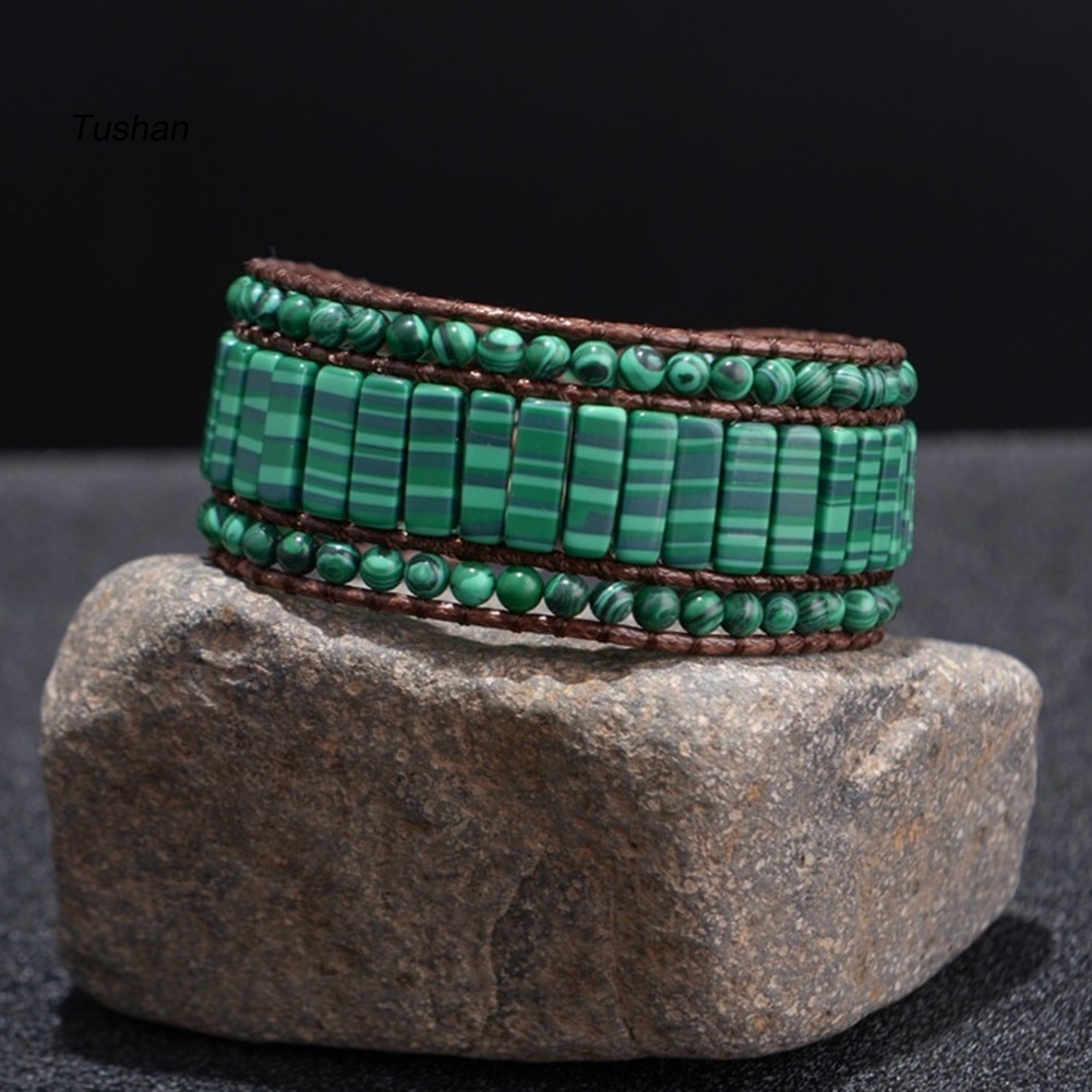 Vòng Tay Giả Da Nhiều Lớp Đính Hạt Phong Cách Boho