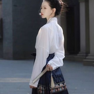 Bộ áo + chân váy hán phục cách tân màu trơn phong cách trung hoa mới 2023161634