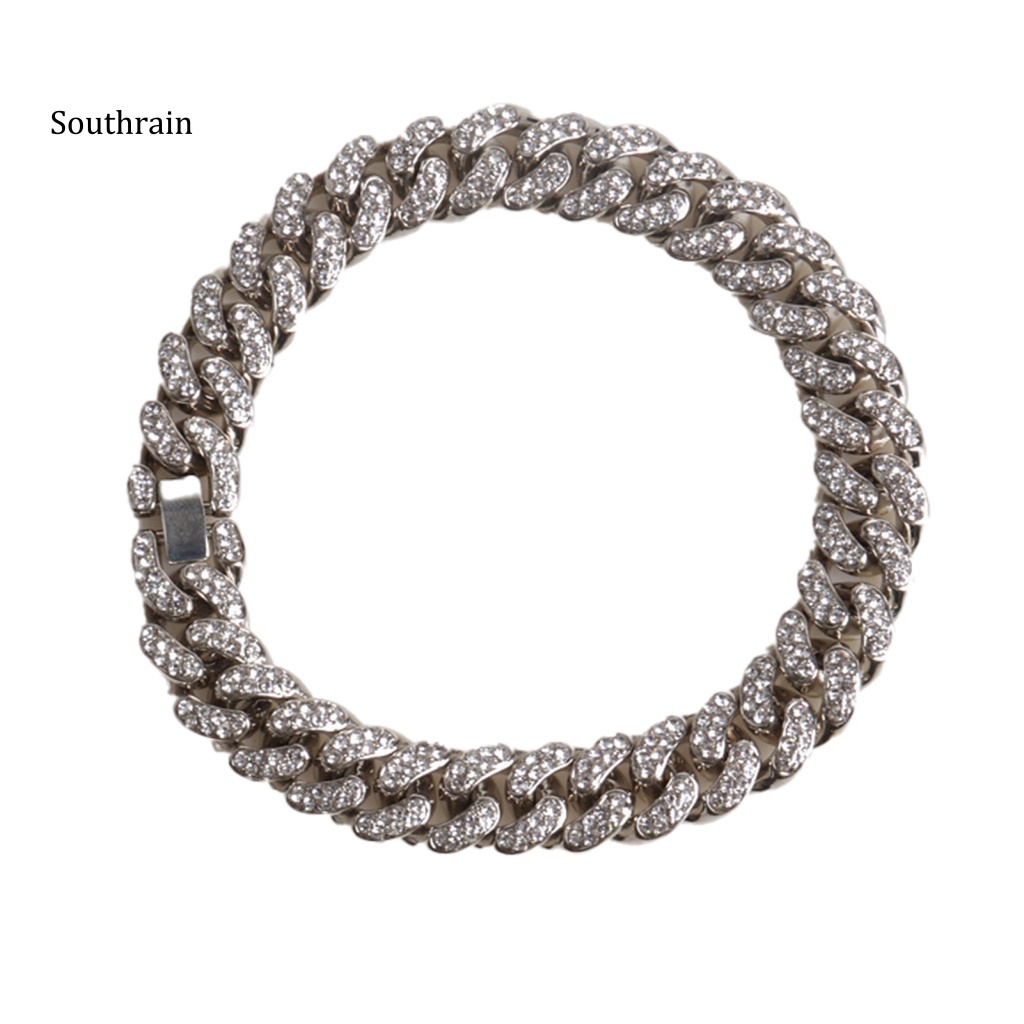 Vòng Cổ Chuỗi Xích Đính Đá Lấp Lánh Chống Dao Rách Cho Chó Mèo