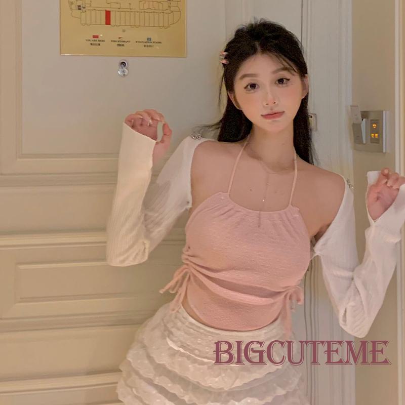 Áo Hai Dây Rút Dây Màu Sắc Trơn Thời Trang Mùa Hè Cho Nữ