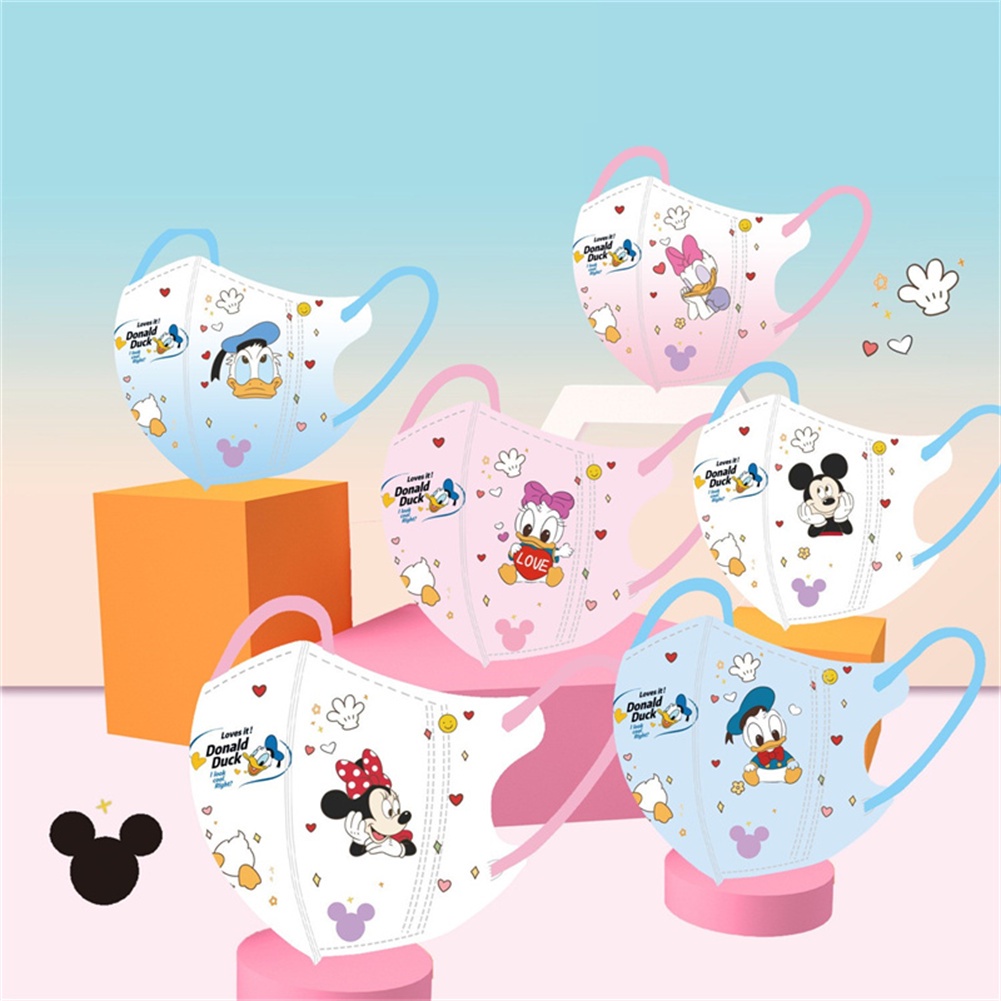 Set 10 Khẩu Trang In Hoạt Hình 3D Bảo Vệ An Toàn Cho Bé