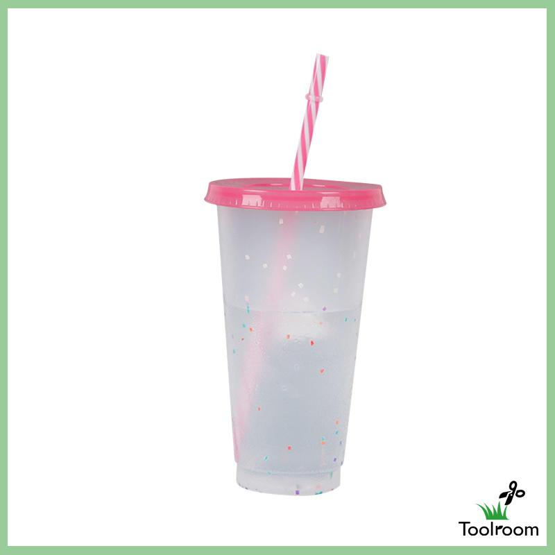 Cốc Uống Nước Trong Suốt Có Nắp Thay Đổi Màu Sắc Độc Đáo