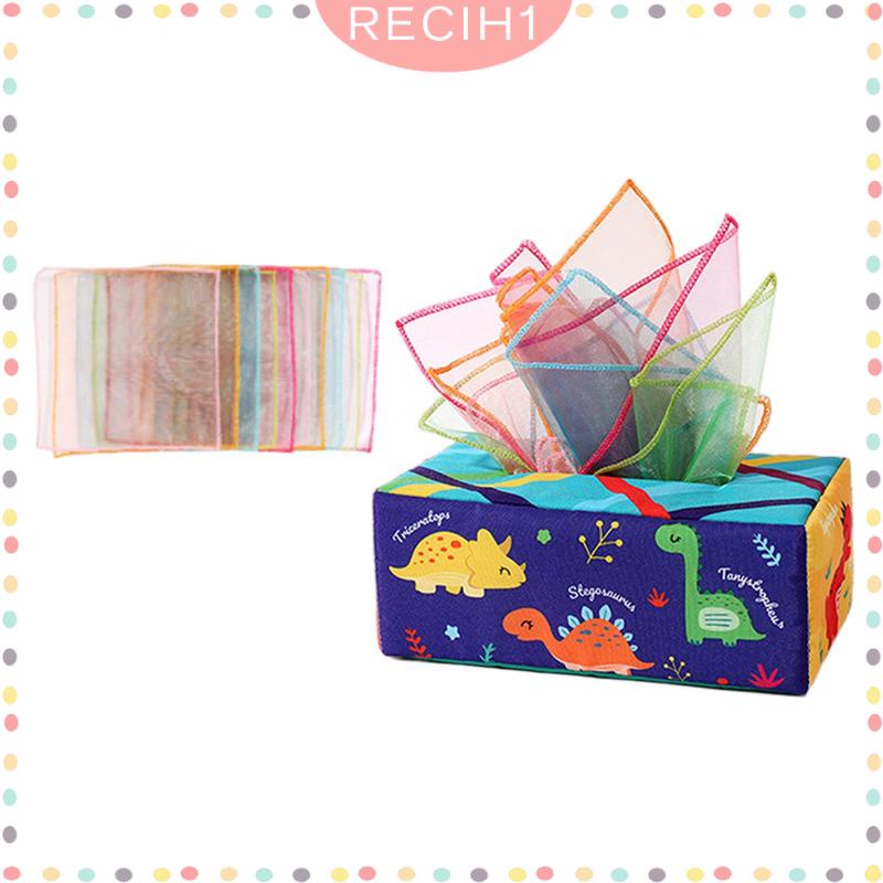 [Recih] Hộp Khăn Giấy Kéo Hoạt Động Phát Triển Kỹ Năng Động Cơ Tốt Hình Vuông Nhiều Màu Sắc Đồ Chơi Thoải Mái Cho Bé
