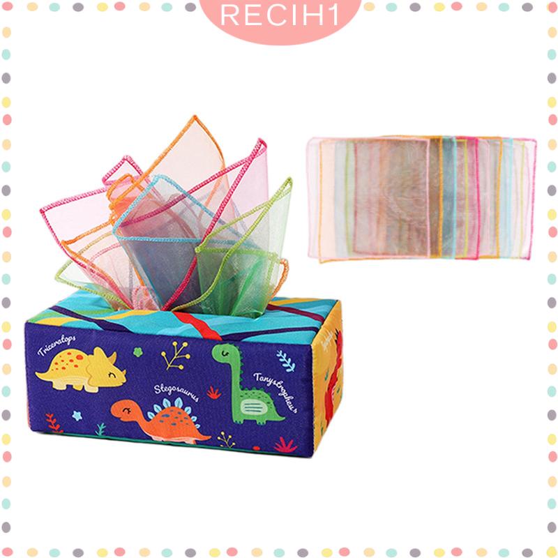 [Recih] Hộp Khăn Giấy Kéo Hoạt Động Phát Triển Kỹ Năng Động Cơ Tốt Hình Vuông Nhiều Màu Sắc Đồ Chơi Thoải Mái Cho Bé