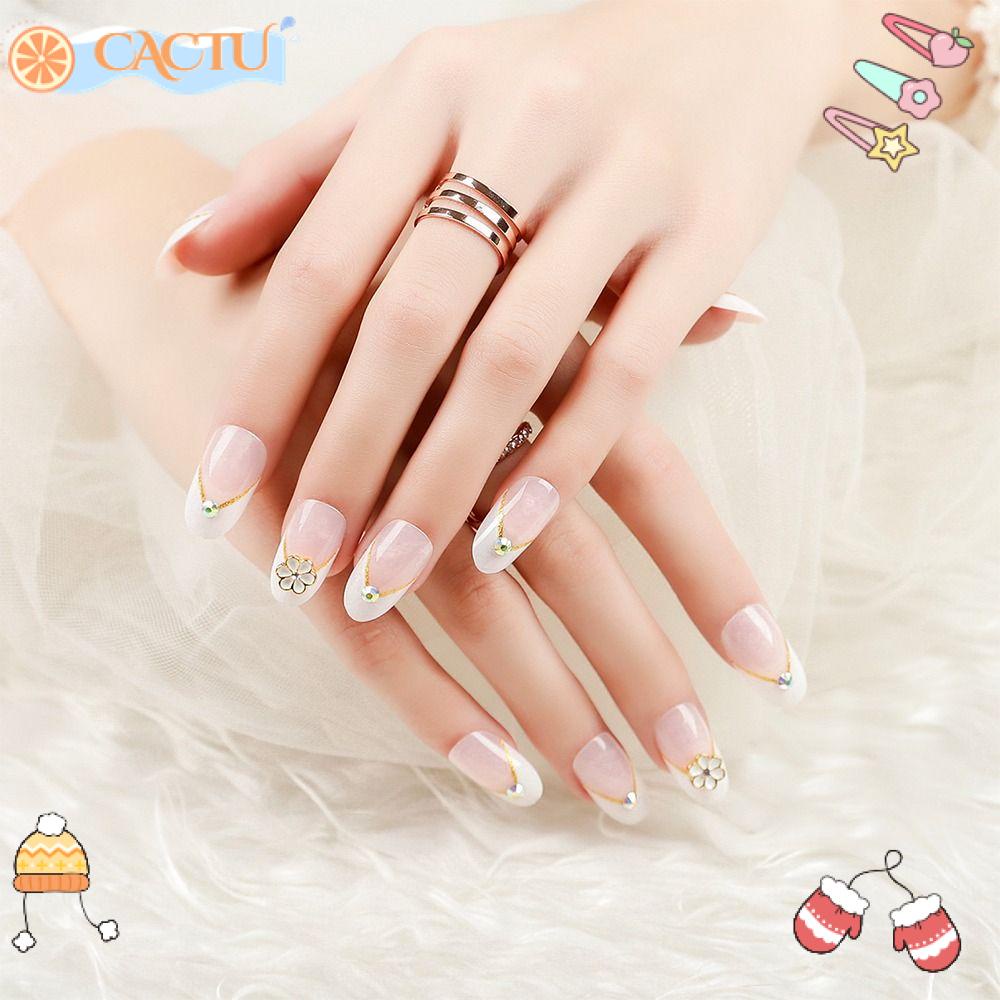 Bộ 24 Móng Tay Giả Kiểu Pháp Có Thể Tháo Rời|Cuộn Chỉ Dài Tiện Dụng Chất Lượng Cao