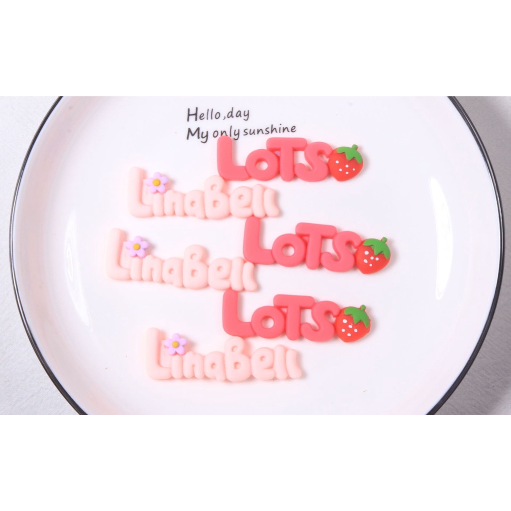 Set 10 Miếng Dán Trang Trí Điện Thoại / Tủ Lạnh Hình Chữ / Trái Tim / Bé Gái Hoạt Hình Dễ Thương DIY