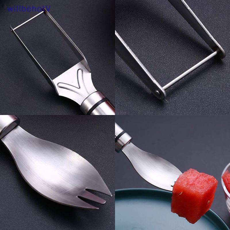 Nĩa Cắt Dưa Hấu 2 Trong 1 Bằng Thép Không Gỉ Tiện Dụng