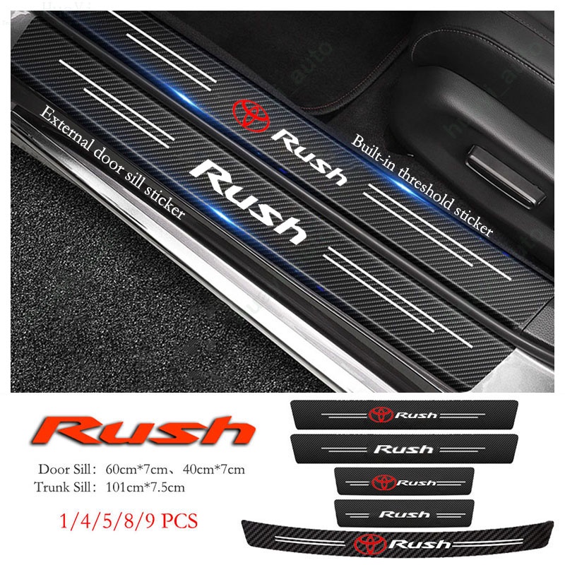 Sticker Bằng Da Sợi Carbon Chống Trầy Cho Cửa Xe Hơi Toyota Rush G2 J200 F700 G3F 800 F850