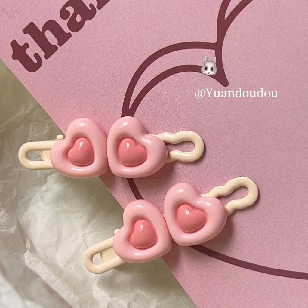 Kẹp Tóc Mái Trái Tim Màu Kem Dễ Thương Phù Hợp Cho Nữ