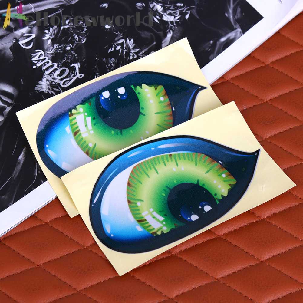 Bộ 2 Miếng Dán Hình Đôi Mắt 3D Trang Trí Cửa Sổ Xe Hơi