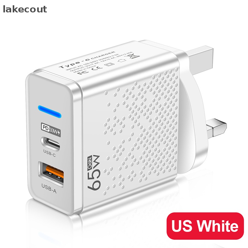 Cốc Sạc Nhanh 65W USB C Cho iPhone Xiaomi 12 Samsung Huawei USB QC 3.0