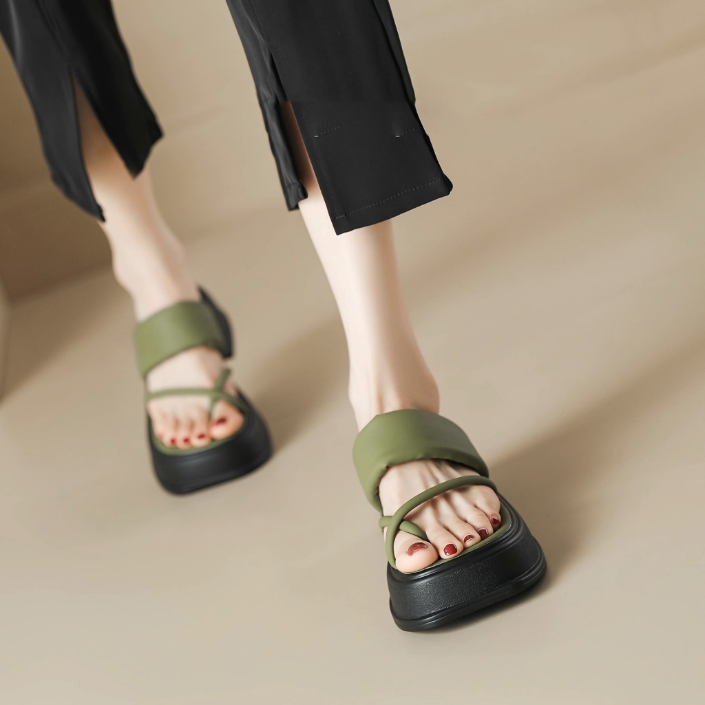 Duoya Tóc Thẳng ~ [Hàng Có Sẵn] [Siêu Trắng] Sandal Đế Dày Thời Trang Mùa Hè Giản Dị Dễ Phối Đồ Cho Nữ
