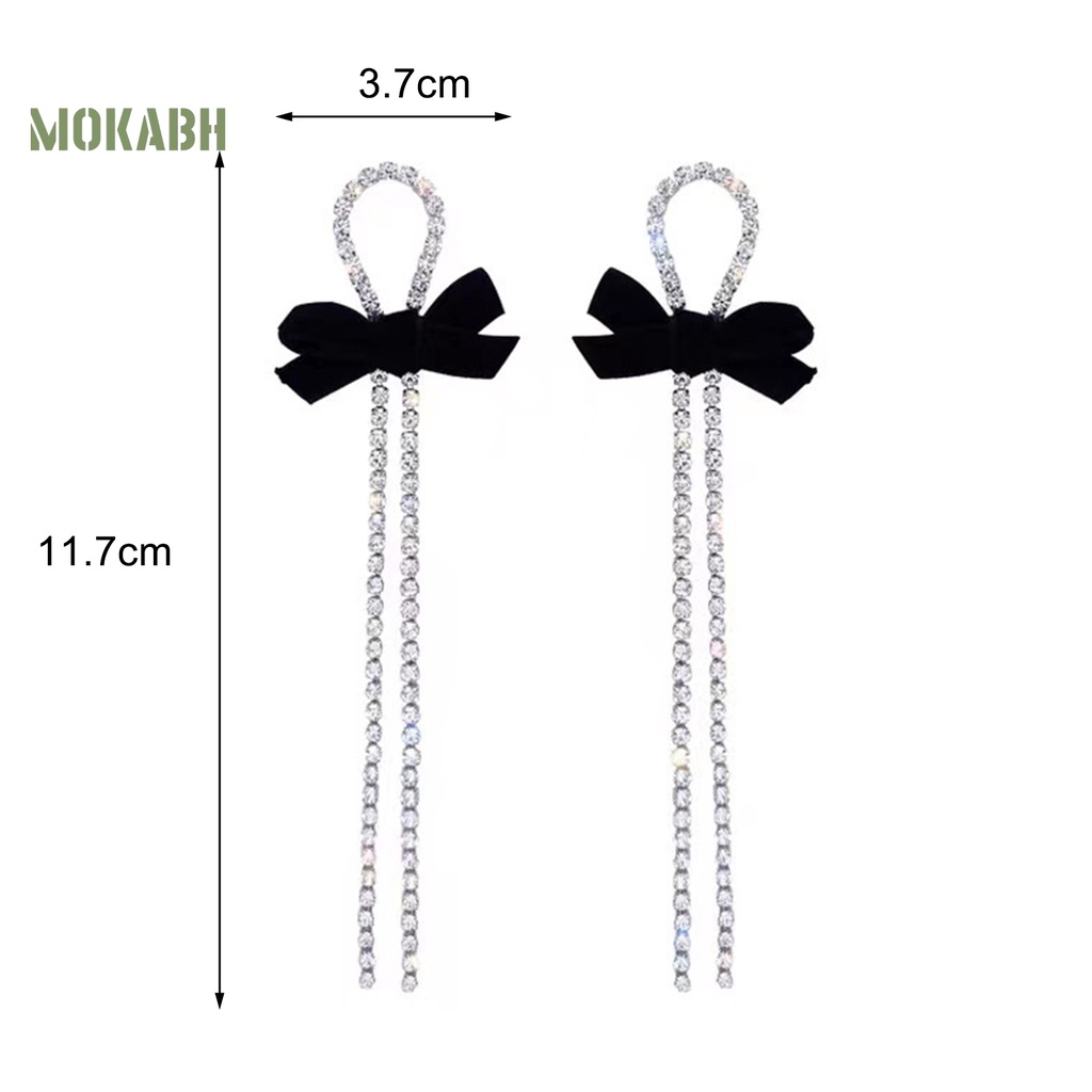 1 Đôi Bông Tai Hình Nơ Bằng Hợp Kim Lấp Lánh Chống Oxy Hóa Dành Cho Nữ