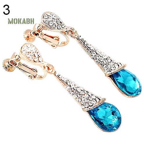 Bông Tai Đinh Tán Hình Giọt Nước Đính Đá Zircon Toàn Diện Cho Nữ